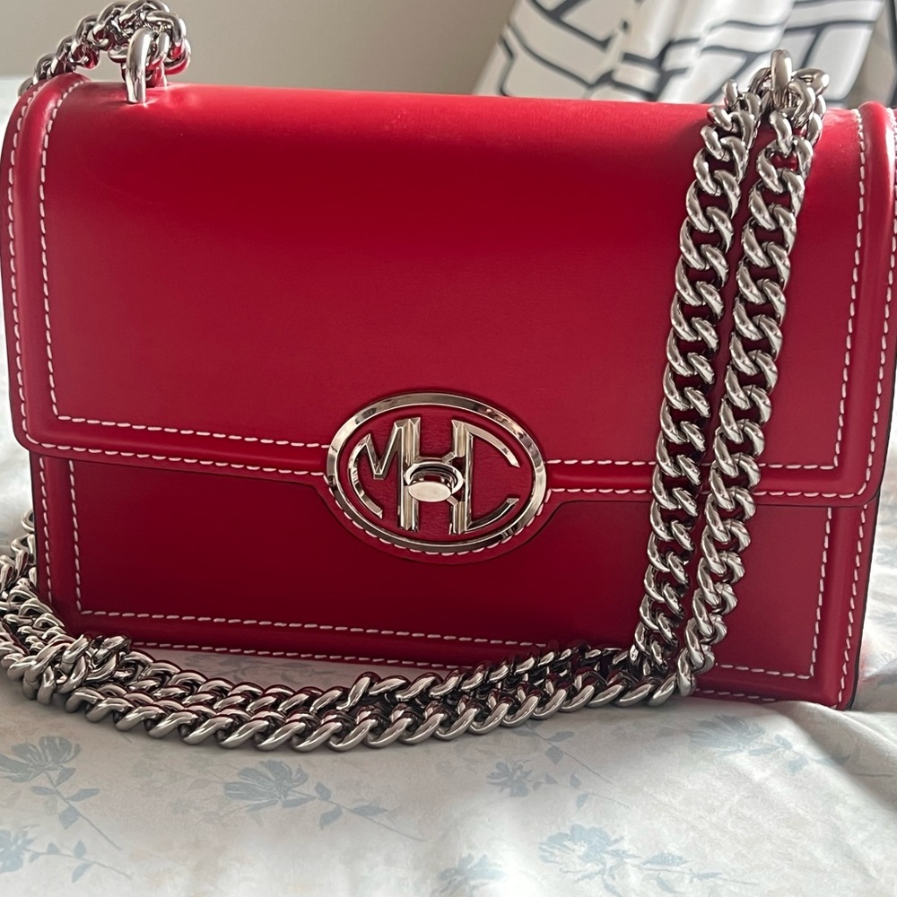MICHAEL Michael Kors Red Crossbody Bag with Silver Chain